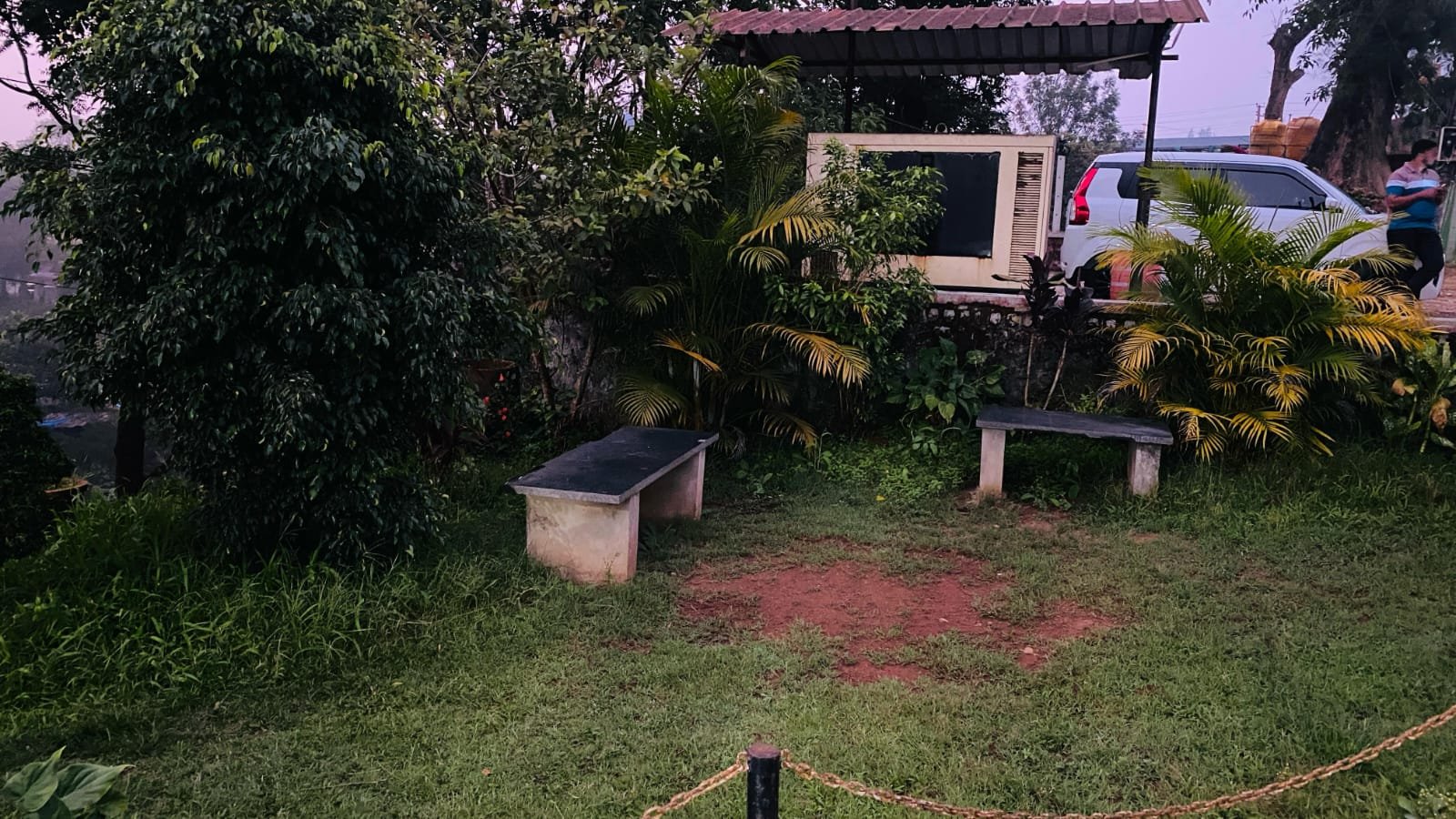 Garden benches at the estate