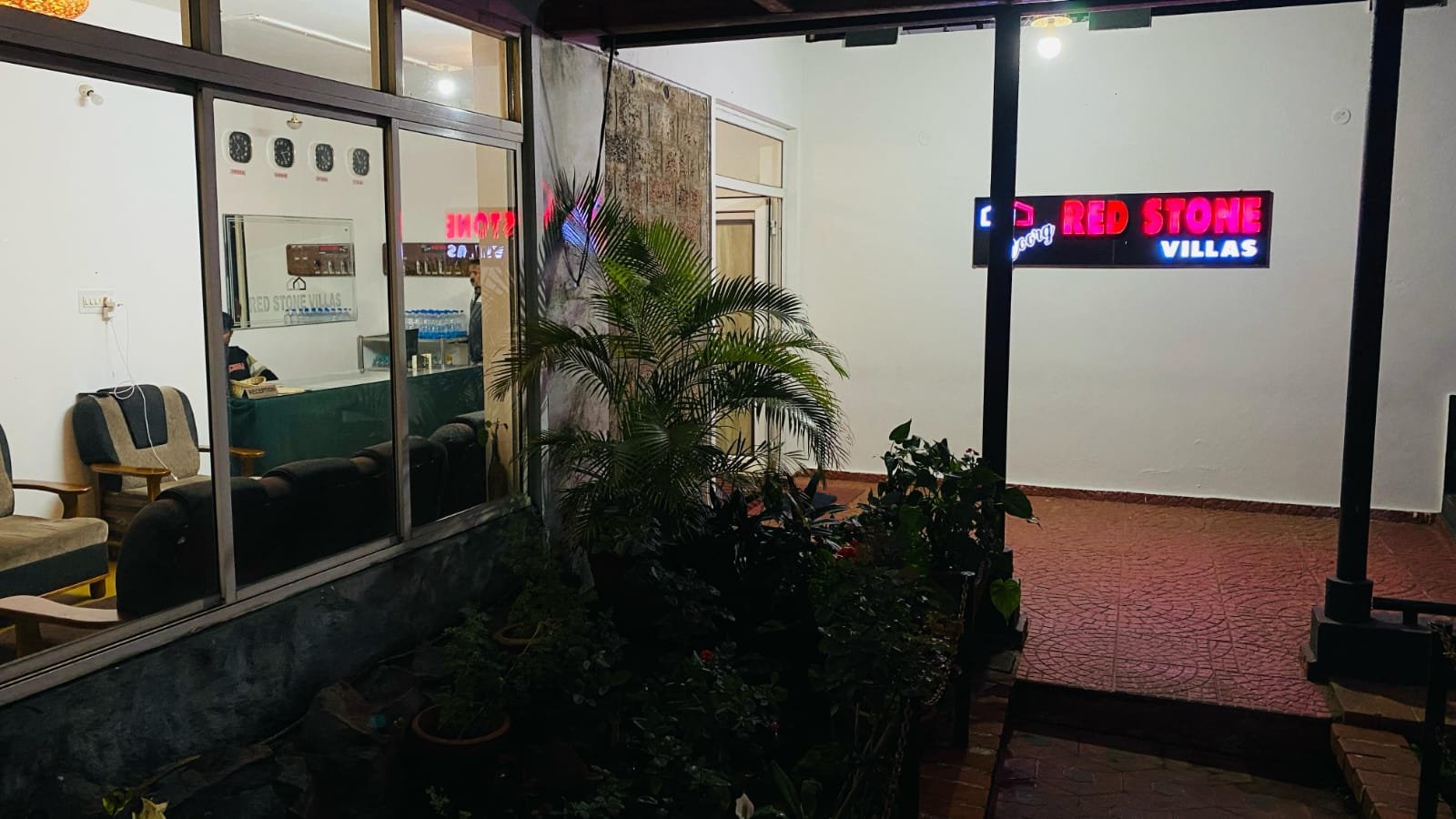 Redstone villas lobby and reception at night